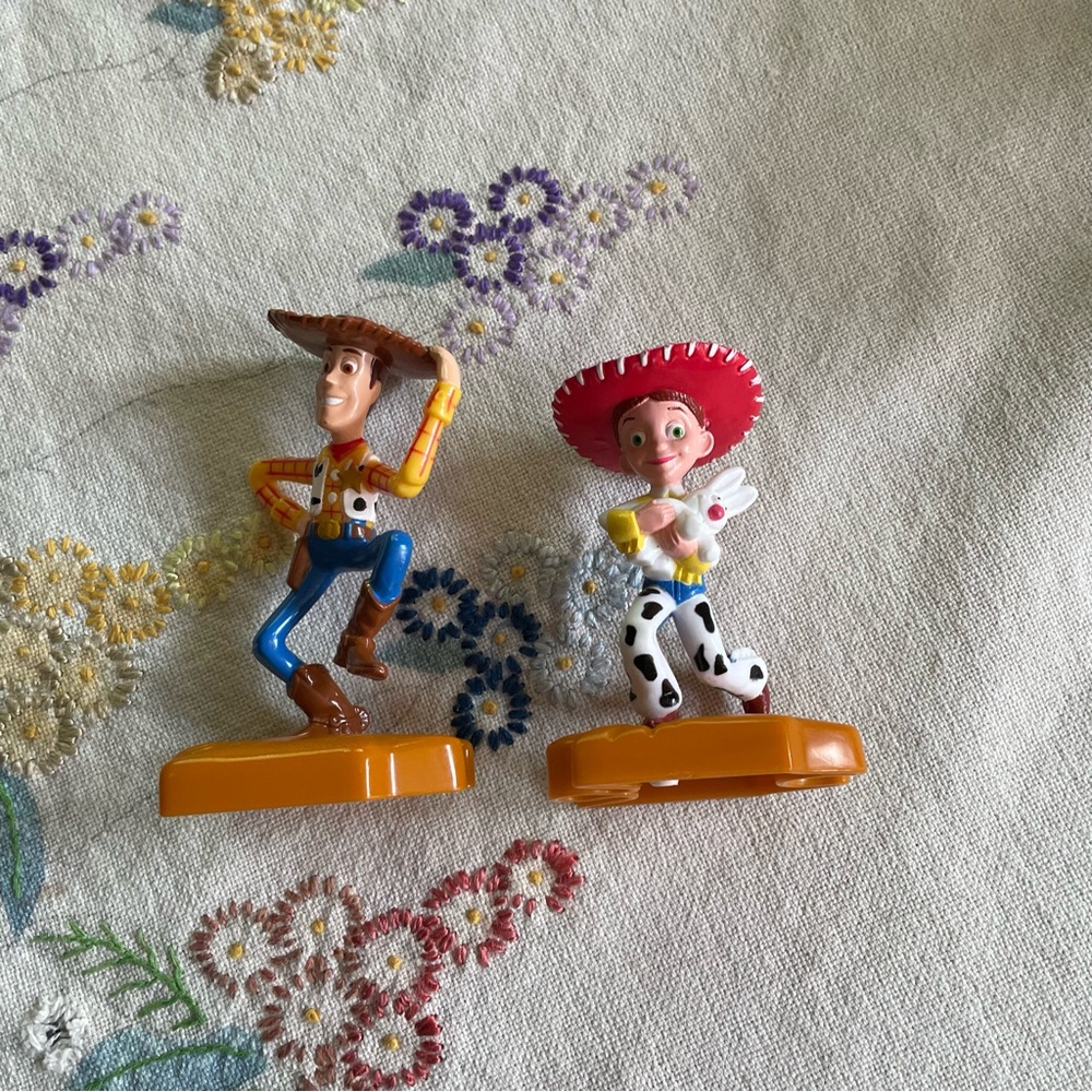 Vintage Disney Toy Story 2 McDonald's Happy Meal Interlocking Woody & Jessie 4" - Picture 5 of 11